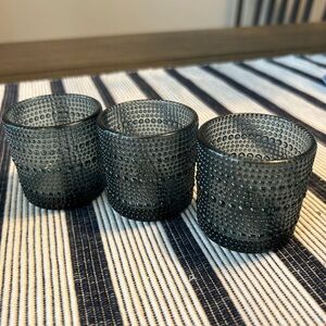 Elegant Blue Hobnail Shot Glasses/Votive Candleholders